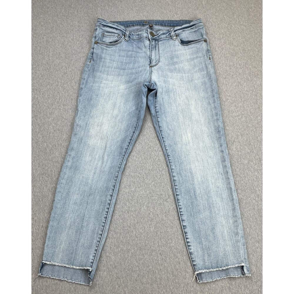 Kut From The Kloth Jeans Womens 10‎ Blue Cotton Blend Stretch Raw Hem Straight